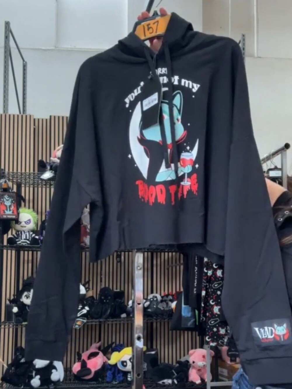 Killstar Vampurr Not My Blood Type Cropped Hoodie w/ Cat Ears Hood XL - Picture 2 of 6